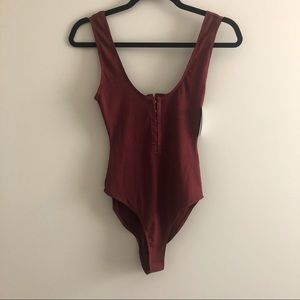 Forever 21 Maroon Bodysuit w/button at the bottom
